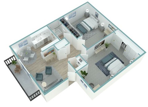 Floor plan for 2 beds, 1 bath, 850 sqft